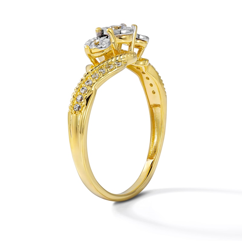 0.20 CT. T.W. Diamond Three-Stone Swirl Engagement Ring 10K Gold
