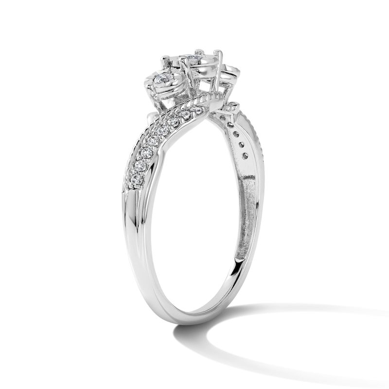 0.20 CT. T.W. Diamond Three-Stone Swirl Engagement Ring in 10K Gold