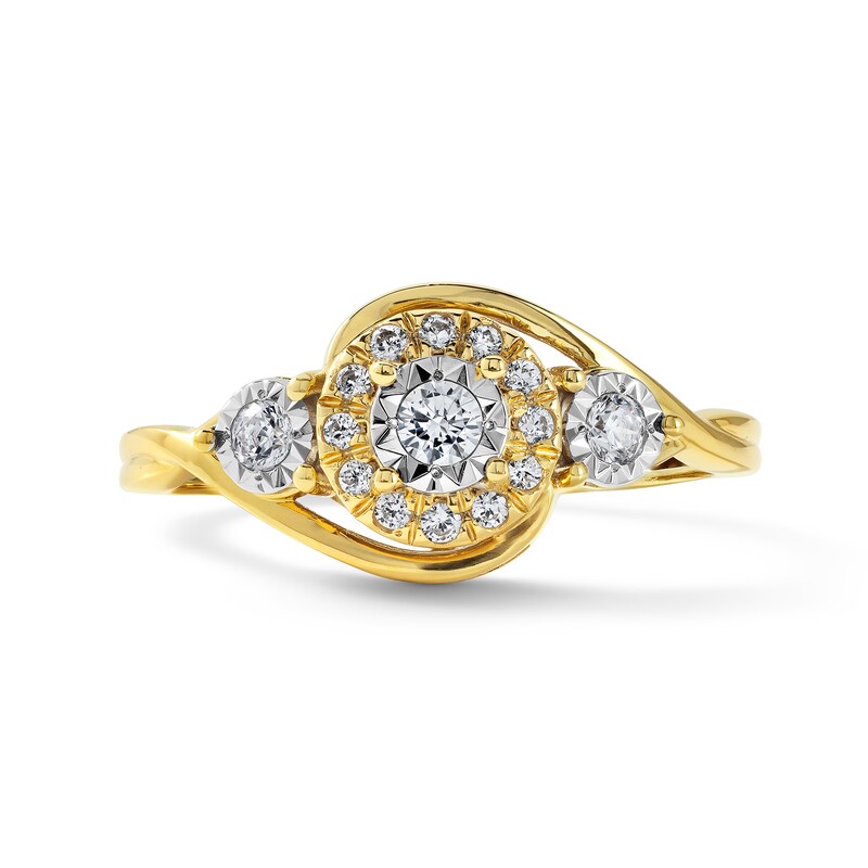 0.25 CT. T.W. Diamond Three-Stone Frame Engagement Ring in 10K Yellow Gold