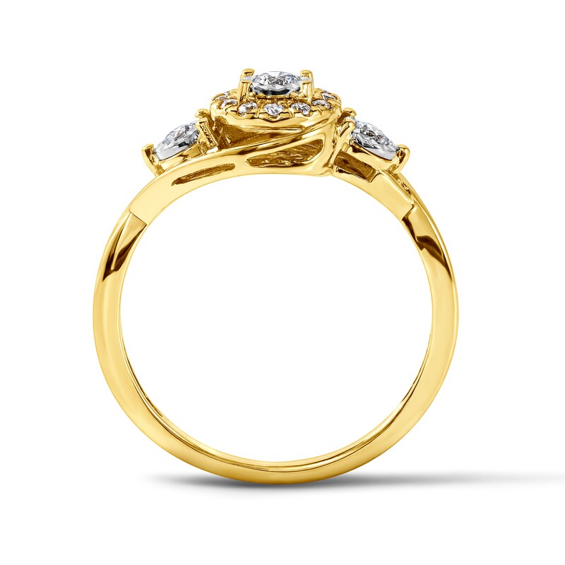 0.25 CT. T.W. Diamond Three-Stone Frame Engagement Ring in 10K Yellow Gold