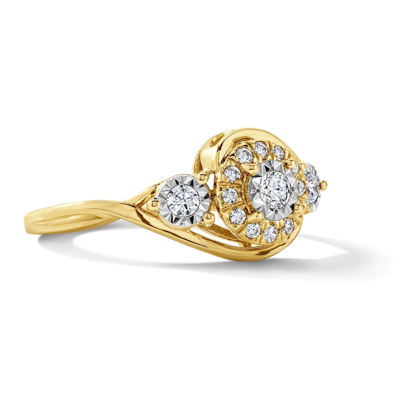 0.25 CT. T.W. Diamond Three-Stone Frame Engagement Ring in 10K Yellow Gold