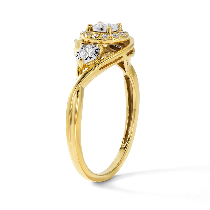 0.25 CT. T.W. Diamond Three-Stone Frame Engagement Ring in 10K Yellow Gold