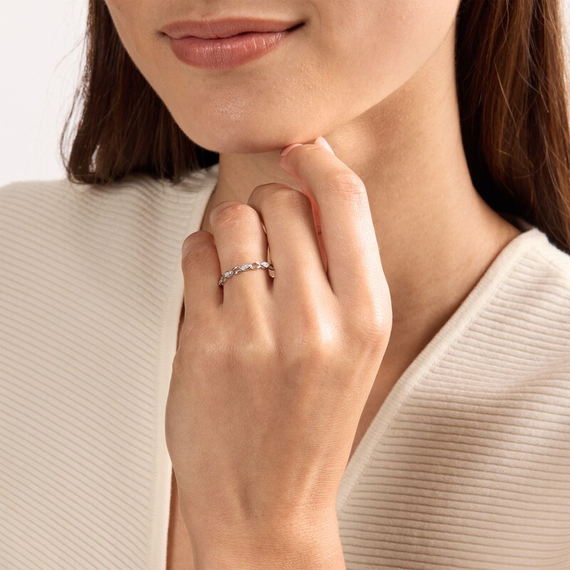 Diamond Accent Stackable Marquise Ring 10K White Gold