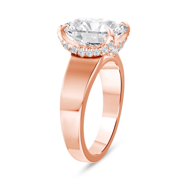 5.25 CT. T.W. Cushion-Cut Certified Lab-Grown Diamond Solitaire Hidden Frame Engagement Ring in 14K Rose Gold (F/VS2)