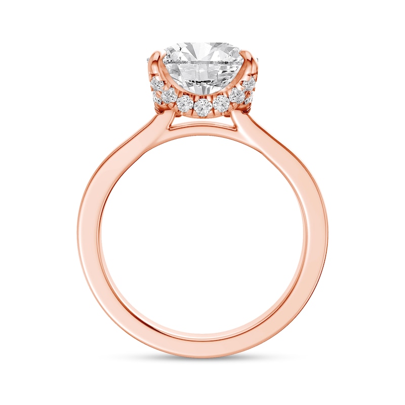 5.25 CT. T.W. Cushion-Cut Certified Lab-Grown Diamond Solitaire Hidden Frame Engagement Ring in 14K Rose Gold (F/VS2)