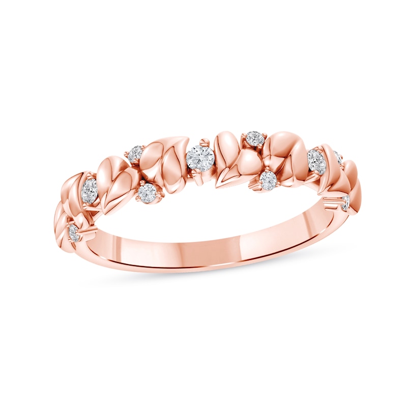 0.15 CT. T.W. Lab-Grown Diamond Alternating Hearts Ring in 14K Rose Gold (F/VS2)