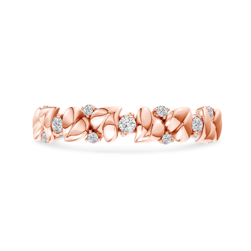 0.15 CT. T.W. Lab-Grown Diamond Alternating Hearts Ring in 14K Rose Gold (F/VS2)