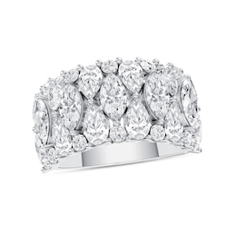 4.00 CT. T.W. Marquise-Cut and Pear-Shaped Lab-Grown Diamond Ring in 14K White Gold (F/VS2)