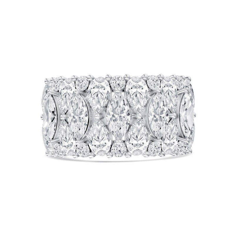 4.00 CT. T.W. Marquise-Cut and Pear-Shaped Lab-Grown Diamond Ring in 14K Gold (F/VS2