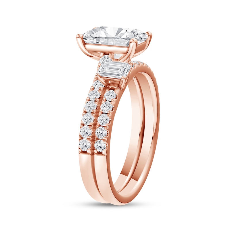 2.75 CT. T.W. Emerald-Cut Certified Lab-Grown Diamond Bridal Set in 14K Rose Gold (F/VS2)