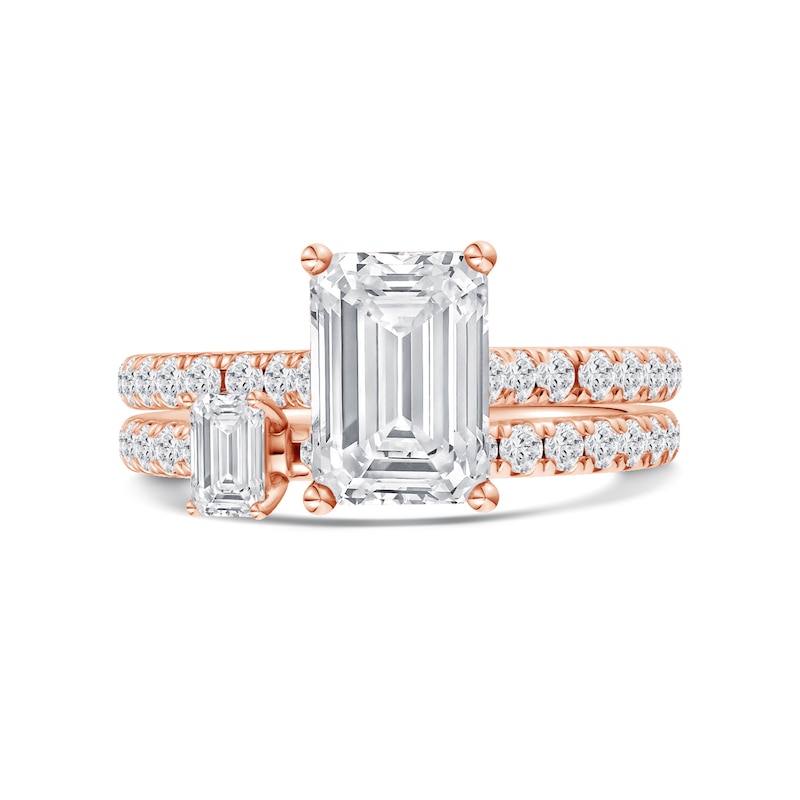 2.75 CT. T.W. Emerald-Cut Certified Lab-Grown Diamond Bridal Set in 14K Rose Gold (F/VS2)
