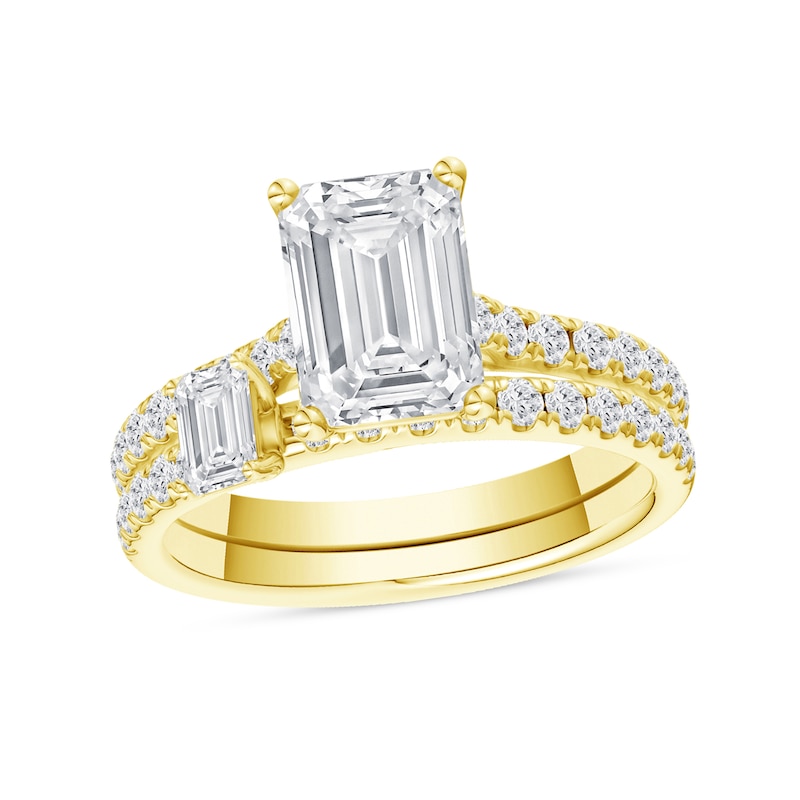 2.75 CT. T.W. Emerald-Cut Certified Lab-Grown Diamond Bridal Set in 14K Gold (F/VS2)