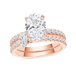 2.75 CT. T.W. Oval Certified Lab-Grown Diamond Bridal Set in 14K Rose Gold (F/VS2)