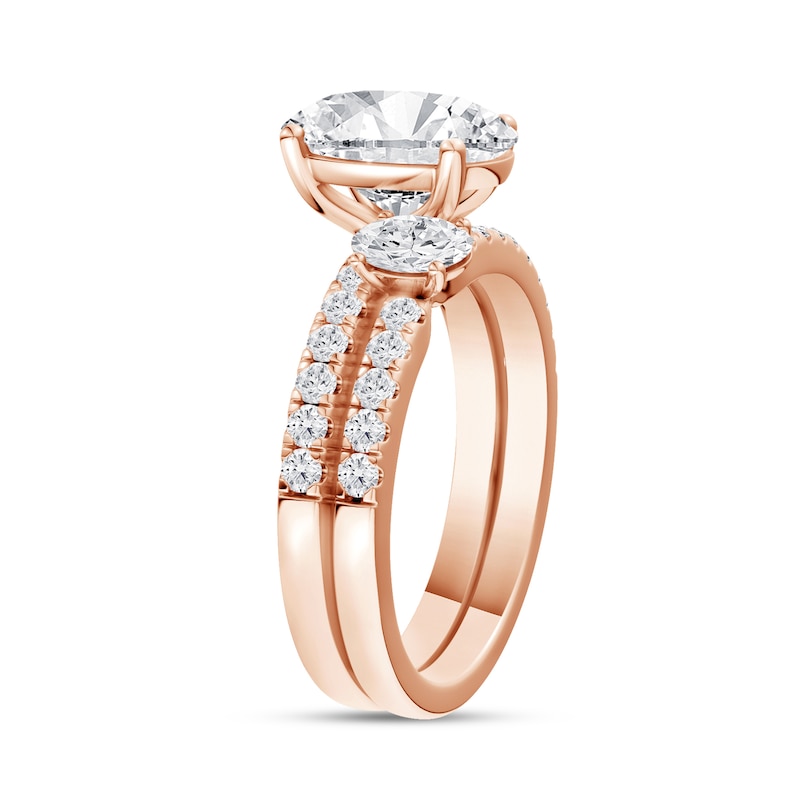 2.75 CT. T.W. Oval Certified Lab-Grown Diamond Bridal Set in 14K Rose Gold (F/VS2)