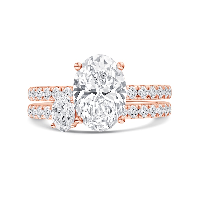 2.75 CT. T.W. Oval Certified Lab-Grown Diamond Bridal Set in 14K Rose Gold (F/VS2)