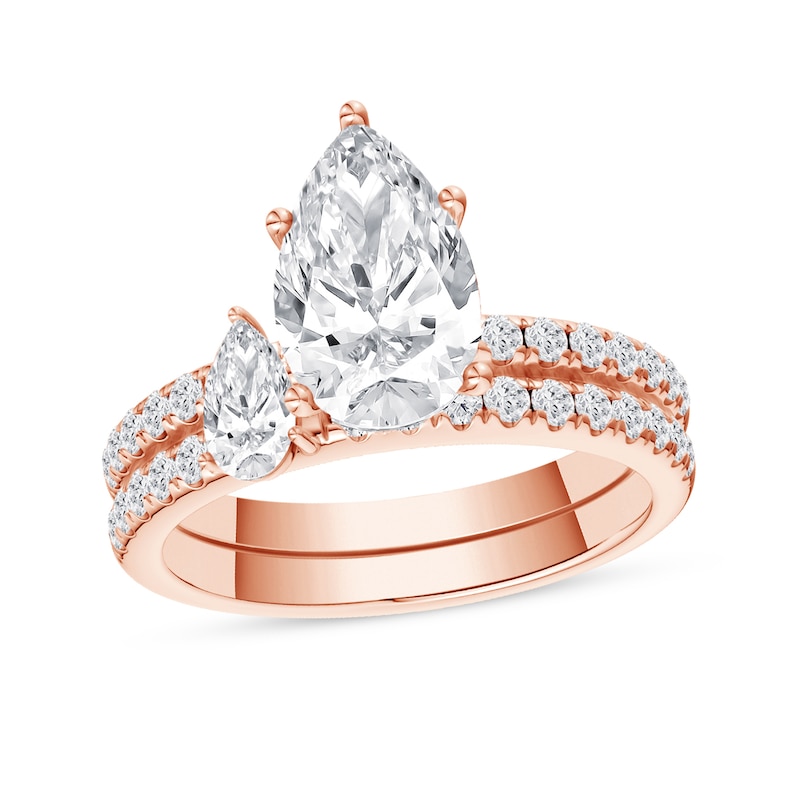 2.75 CT. T.W. Pear-Shaped Certified Lab-Grown Diamond Bridal Set in 14K Rose Gold (F/VS2)