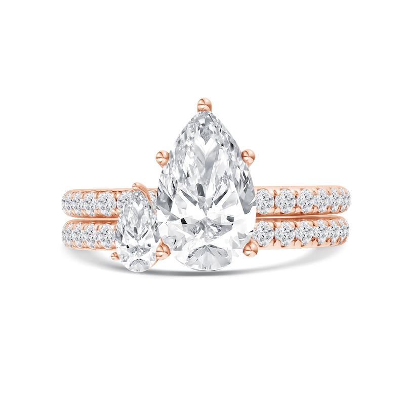2.75 CT. T.W. Pear-Shaped Certified Lab-Grown Diamond Bridal Set in 14K Rose Gold (F/VS2)