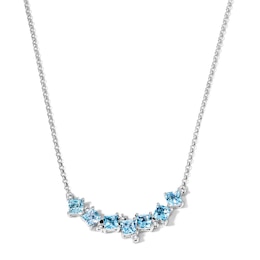 Square-Cut Sky Blue Topaz and White Lab-Created Sapphire Scatter Necklace in Sterling Silver - 17"