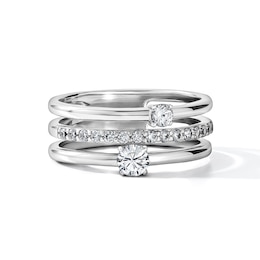 0.50 CT. T.W. Lab-Grown Diamond Three-Row Fashion Ring in Sterling Silver (F/SI2)
