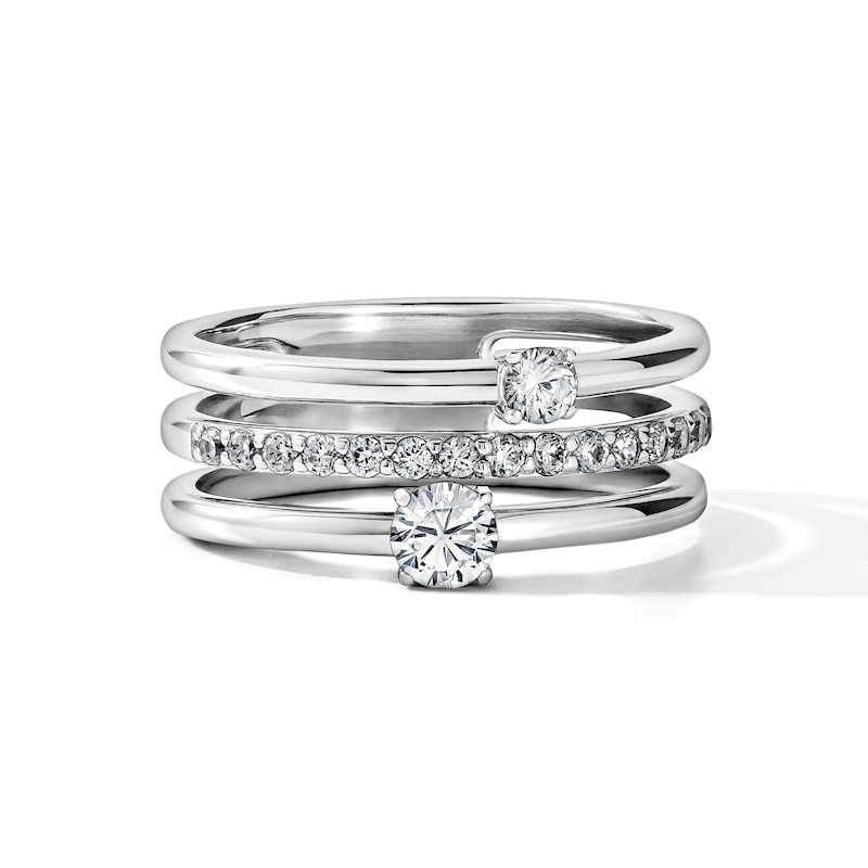 0.50 CT. T.W. Lab-Grown Diamond Three-Row Fashion Ring in Sterling Silver (F/SI2)