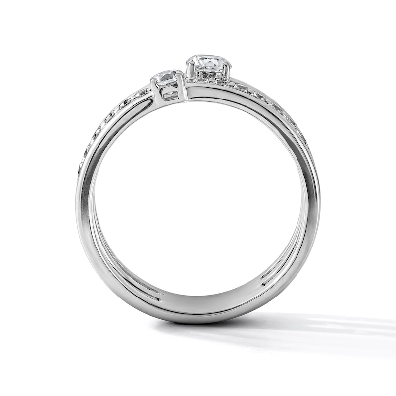 0.50 CT. T.W. Lab-Grown Diamond Three-Row Fashion Ring in Sterling Silver (F/SI2)