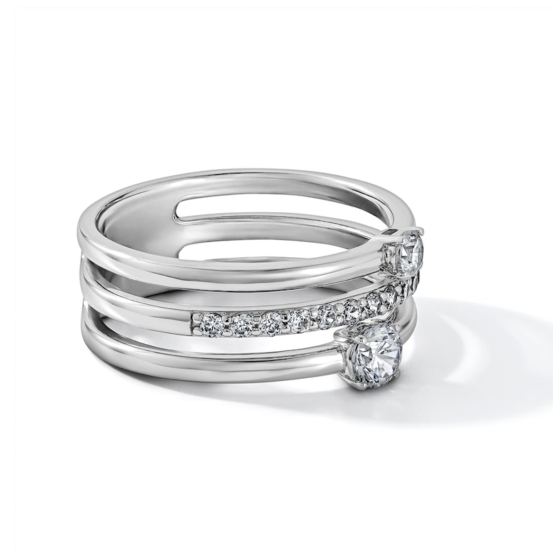0.50 CT. T.W. Lab-Grown Diamond Three-Row Fashion Ring in Sterling Silver (F/SI2)