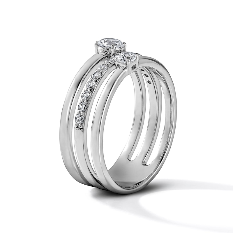 0.50 CT. T.W. Lab-Grown Diamond Three-Row Fashion Ring in Sterling Silver (F/SI2)