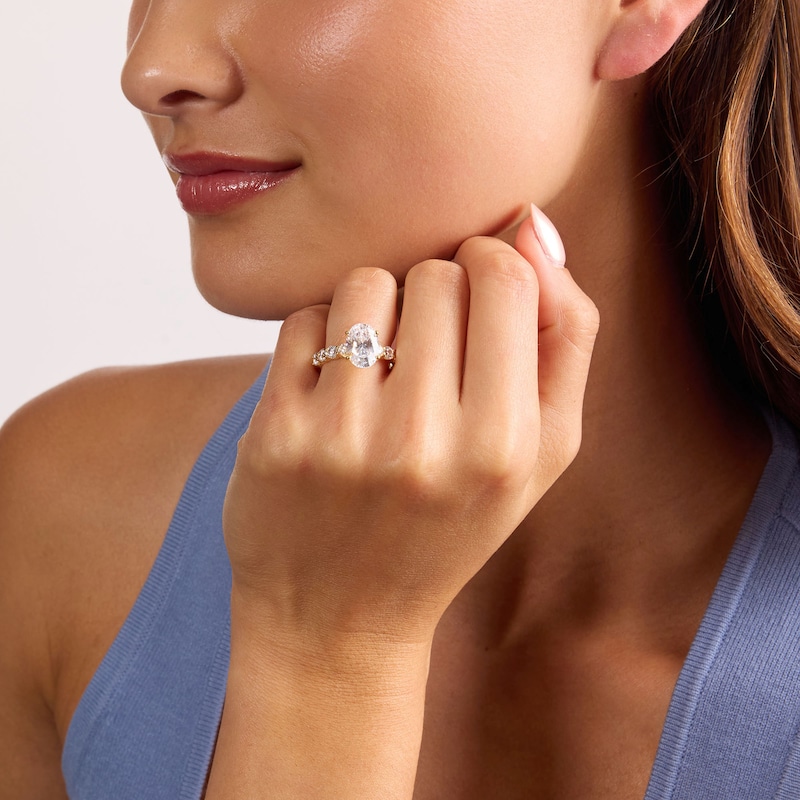 4.00 CT. T.W. Certified Oval Lab-Grown Diamond Engagement Ring 14K Gold (F/VS2)