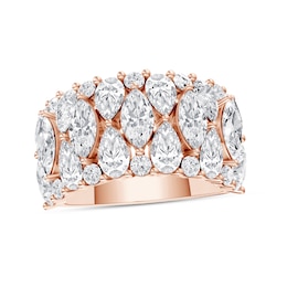 4.00 CT. T.W. Marquise-Cut and Pear-Shaped Lab-Grown Diamond Ring in 14K Rose Gold (F/VS2)