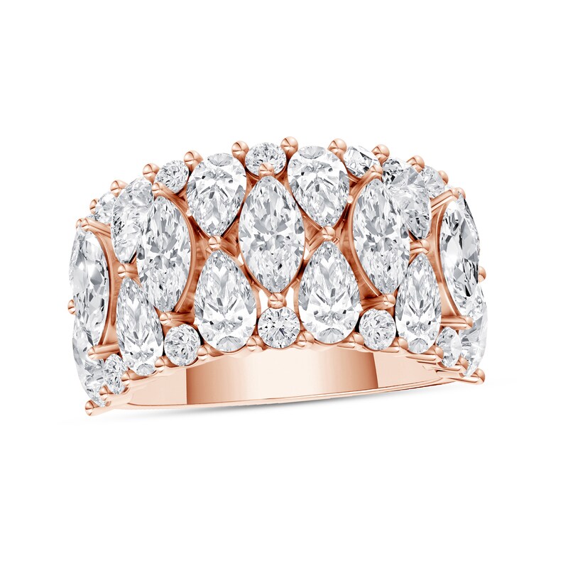 4.00 CT. T.W. Marquise-Cut and Pear-Shaped Lab-Grown Diamond Ring in 14K Rose Gold (F/VS2)