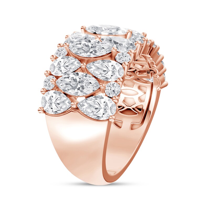 4.00 CT. T.W. Marquise-Cut and Pear-Shaped Lab-Grown Diamond Ring in 14K Rose Gold (F/VS2)