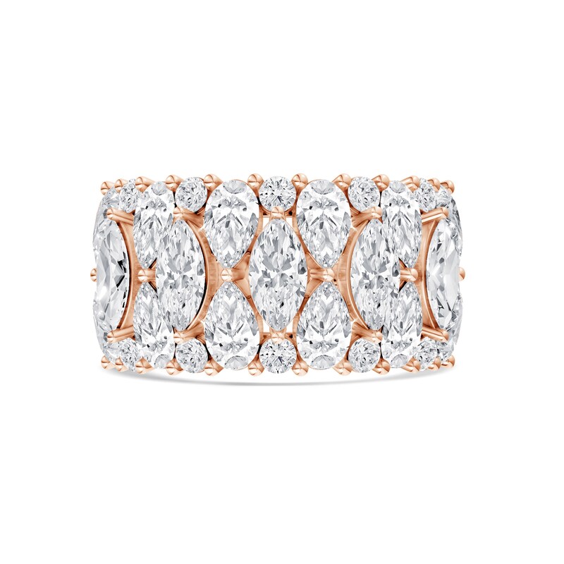 4.00 CT. T.W. Marquise-Cut and Pear-Shaped Lab-Grown Diamond Ring in 14K Rose Gold (F/VS2)