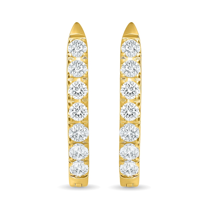 0.40 CT. T.W. Lab-Grown Diamond Angled Hoop Earrings in Sterling Silver with 10K Gold Plate (F/SI2)