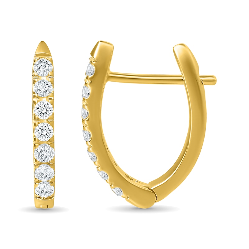 0.40 CT. T.W. Lab-Grown Diamond Angled Hoop Earrings in Sterling Silver with 10K Gold Plate (F/SI2)