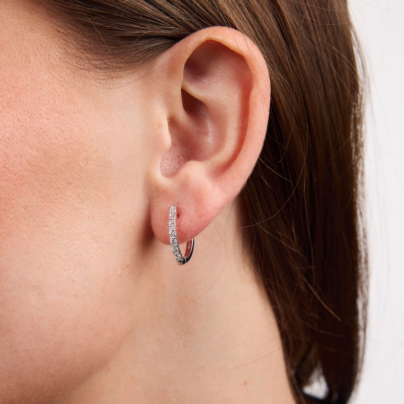 0.38 CT. T.W. Lab-Grown Diamond Angled Hoop Earrings in Sterling Silver (F/SI2)