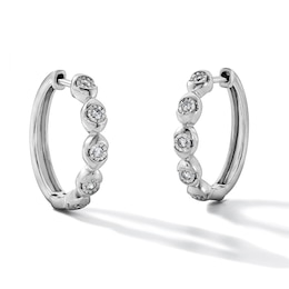 0.12 CT. T.W. Lab-Grown Diamond Five-Stone Hoop Earrings in Sterling Silver (F/SI2)