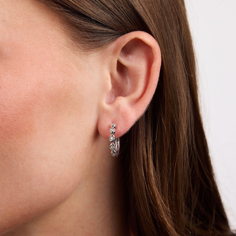0.12 CT. T.W. Lab-Grown Diamond Five-Stone Hoop Earrings in Sterling Silver (F/SI2)