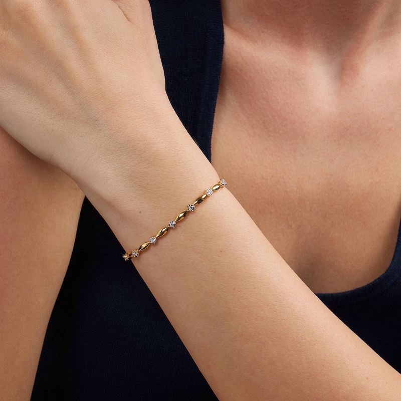 0.30 CT. T.W. Lab-Grown Diamond and Marquise Link Bracelet in 10K Gold (F/SI2) - 7"