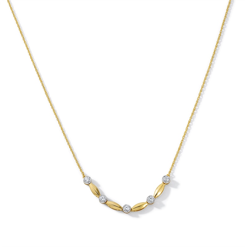 0.30 CT. T.W. Lab-Grown Diamond and Marquise Link Necklace in 10K Gold (F/SI2) - 16"