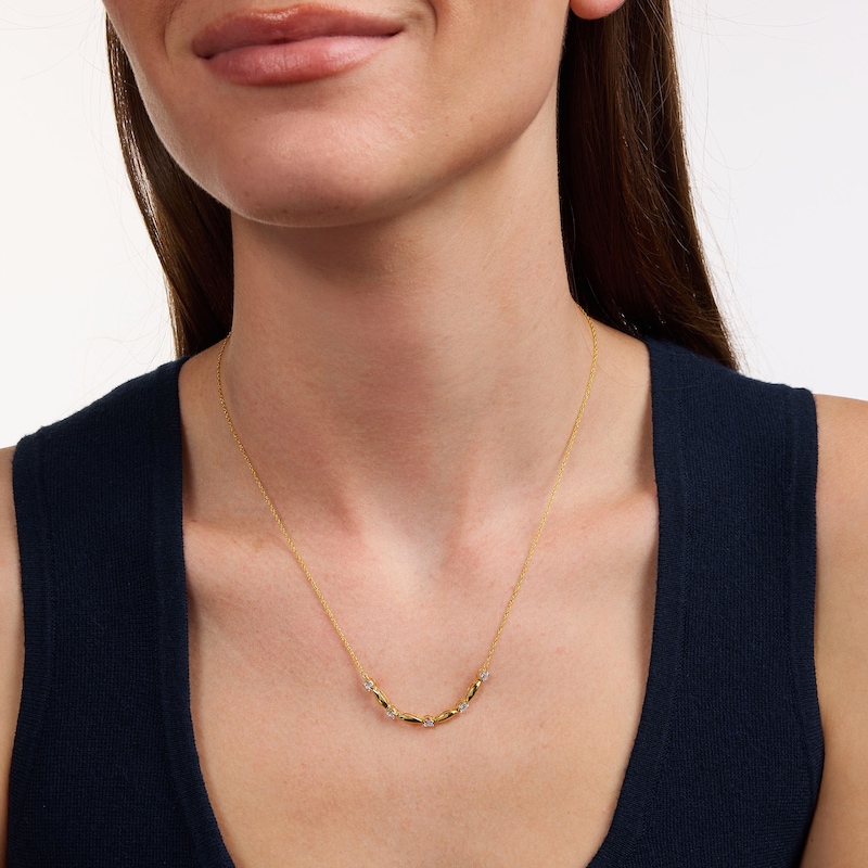 0.30 CT. T.W. Lab-Grown Diamond and Marquise Link Necklace in 10K Gold (F/SI2) - 16"