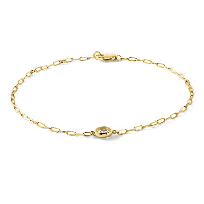 0.25 CT. T.W. Oval Lab-Grown Diamond Bezel-Set Solitaire Bracelet in Sterling Silver with 10K Yellow Gold Plate (F/SI2) - 7.5"