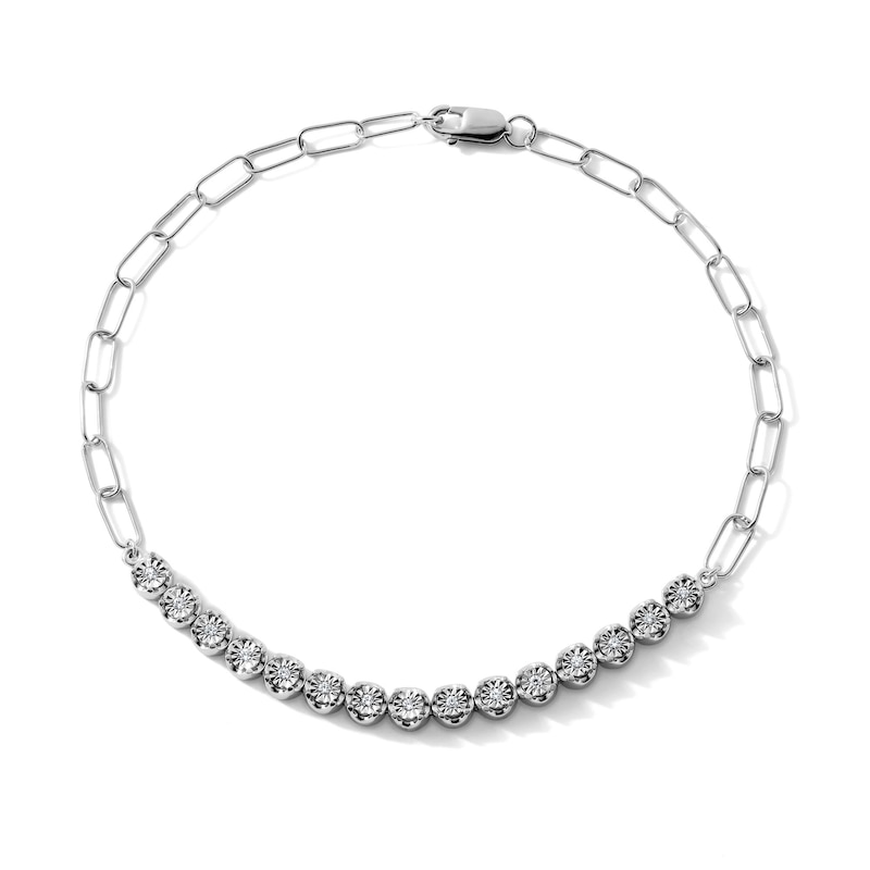 0.10 CT. T.W. Lab-Grown Diamond Paperclip Bracelet in Sterling Silver (F/SI2) - 7.5"