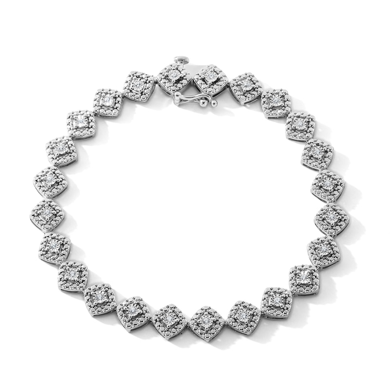 0.25 CT. T.W. Lab-Grown Diamond Cushion Link Bracelet in Sterling Silver (F/SI2) - 7.0"