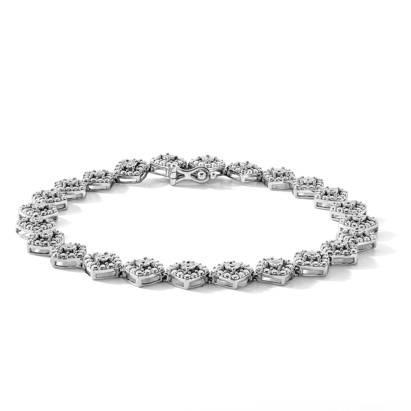 0.25 CT. T.W. Lab-Grown Diamond Cushion Link Bracelet in Sterling Silver (F/SI2) - 7.0"