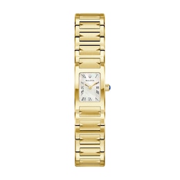 Ladies' Bulova Harmony Gold-Tone Stainless Steel Watch with White Mother-of-Pearl Dial (97L200)