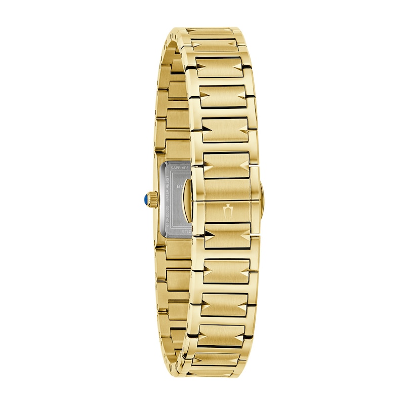 Ladies' Bulova Harmony Gold-Tone Stainless Steel Watch with White Mother-of-Pearl Dial (97L200)