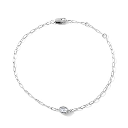 0.25 CT. T.W. Oval Lab-Grown Diamond Bezel-Set Solitaire Bracelet in Sterling Silver (F/SI2) - 7.5"