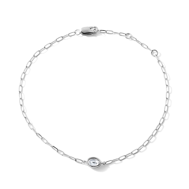 0.25 CT. T.W. Oval Lab-Grown Diamond Bezel-Set Solitaire Bracelet in Sterling Silver (F/SI2) - 7.5"