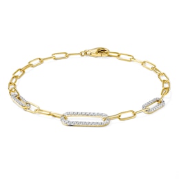 0.50 CT. T.W. Lab-Grown Diamond Paperclip Chain Bracelet in 10K Gold (F/SI2) - 7.5"