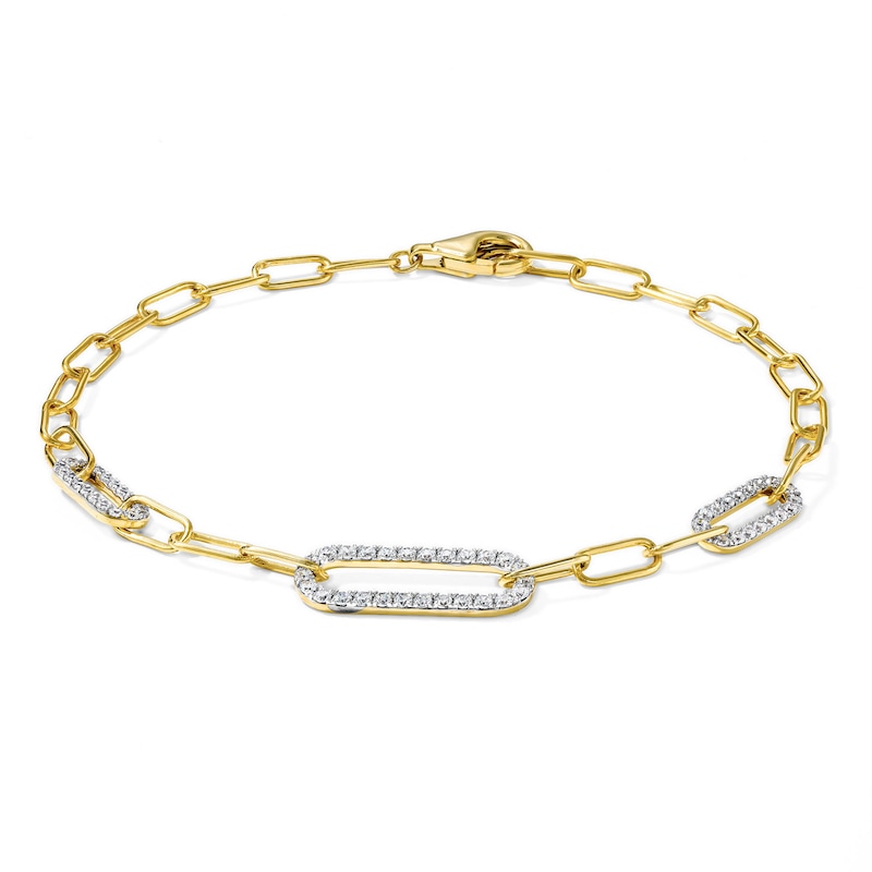 0.50 CT. T.W. Lab-Grown Diamond Paperclip Chain Bracelet in 10K Gold (F/SI2) - 7.5"